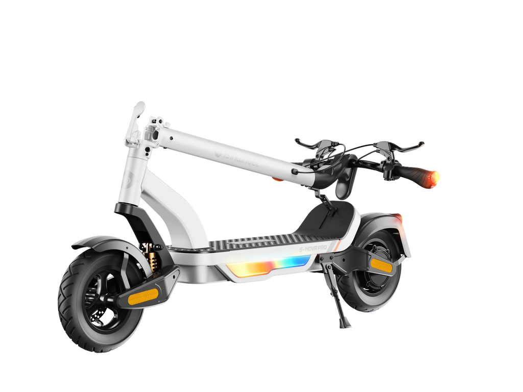 iSinwheel S Nova Pro in White, rear three-quarter view showing tire and light bar