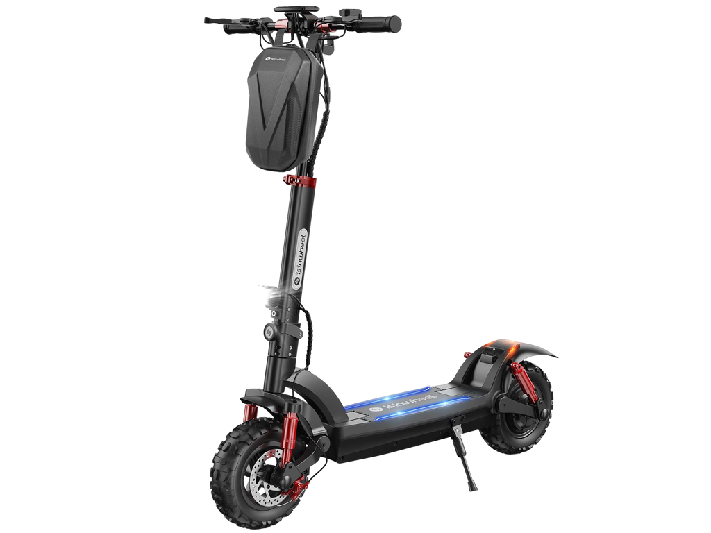 iSinwheel GT2 electric scooter, side profile with the included scooter bag fitted