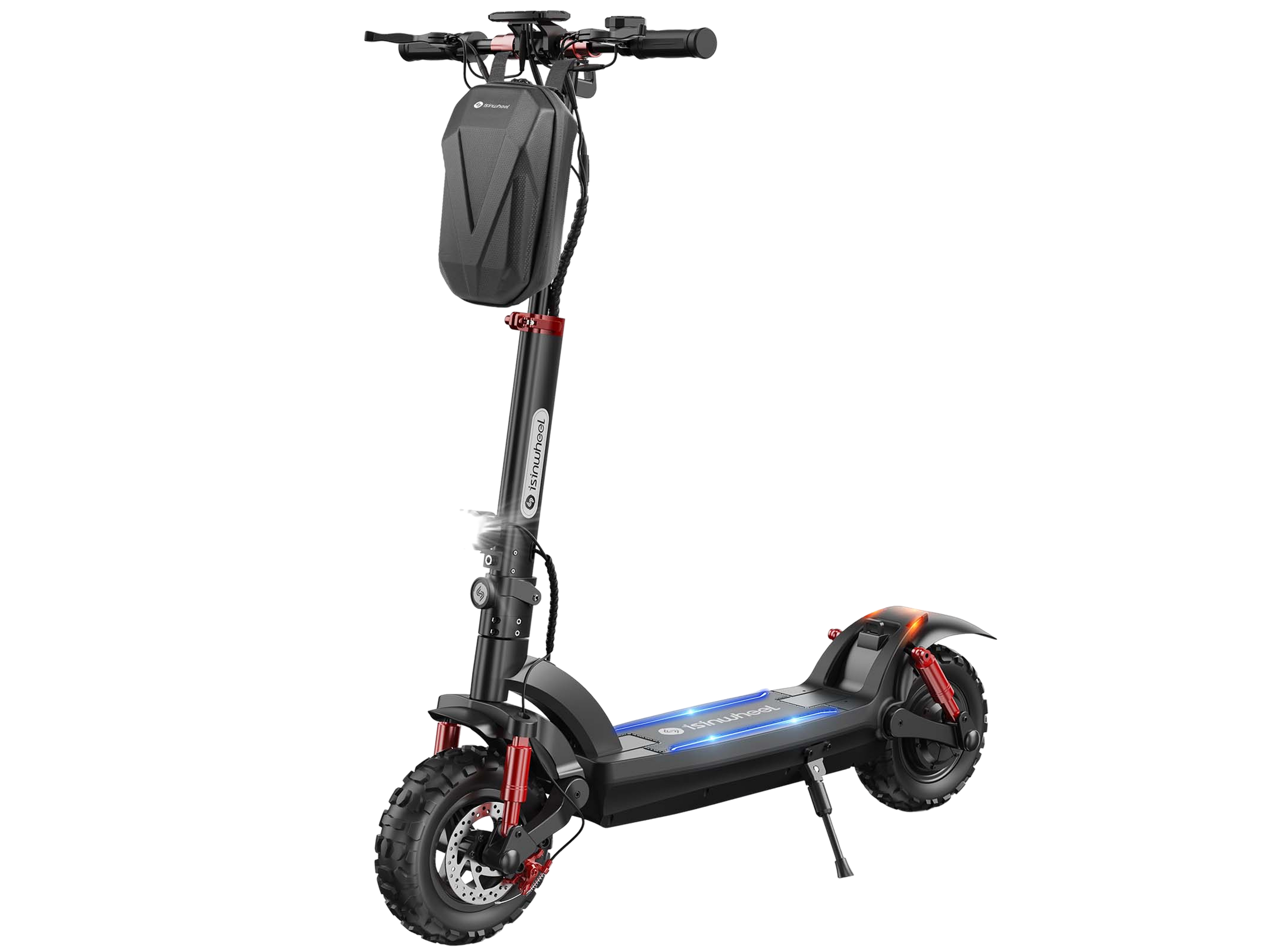 iSinwheel GT2 electric scooter, side profile with the included scooter bag fitted
