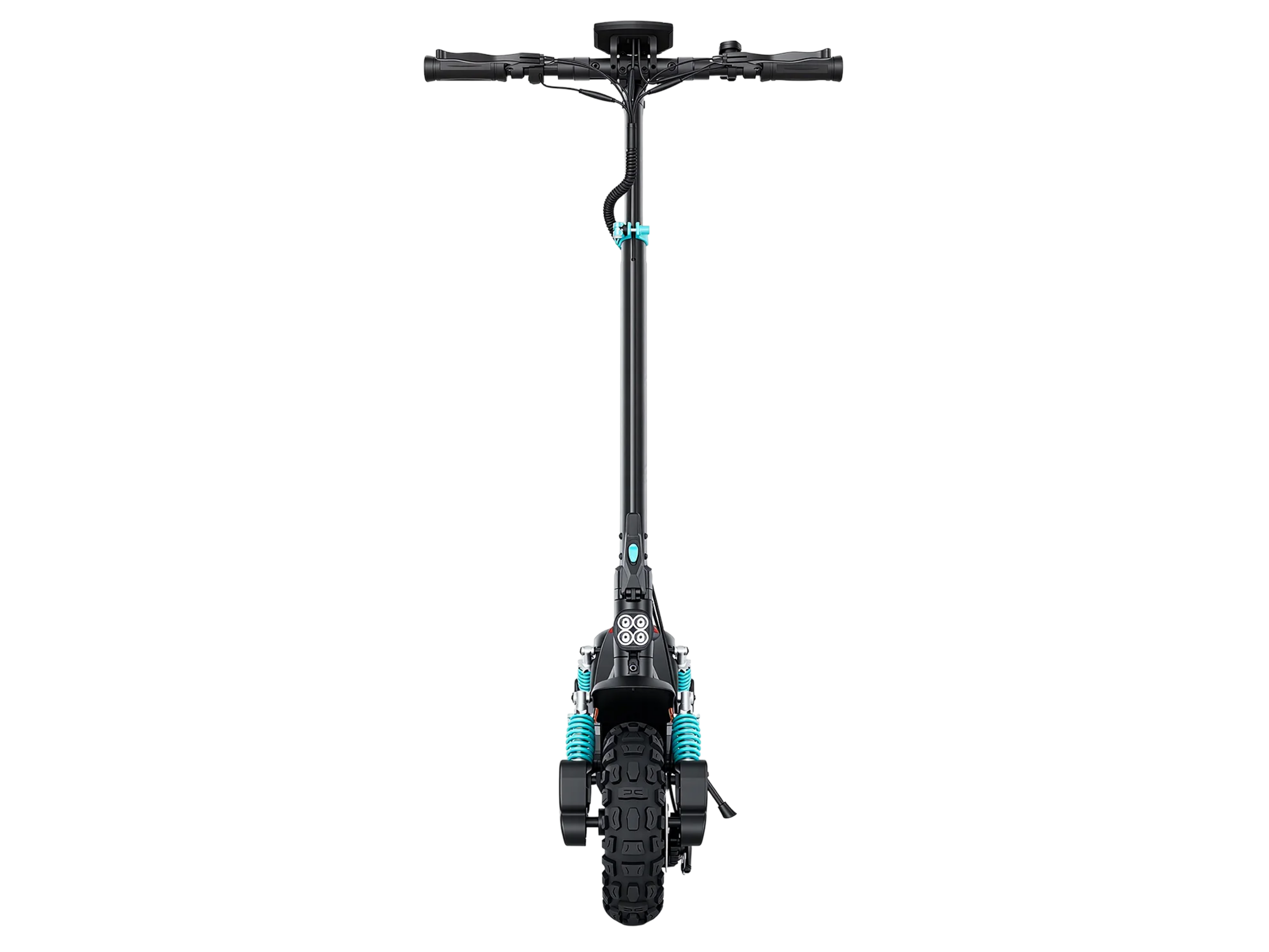 iSinwheel GT2 Pro viewed head-on, showing handlebar, stem and front wheel