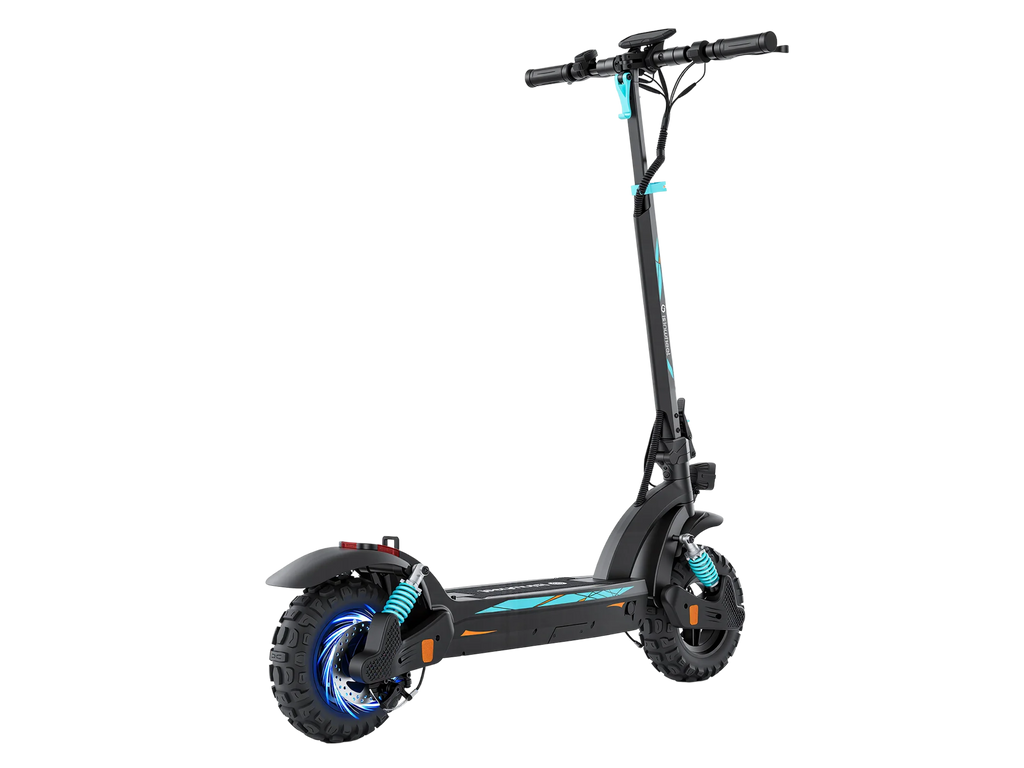 iSinwheel GT2 Pro electric scooter in Sky Blue, side view showing deck and rear suspension