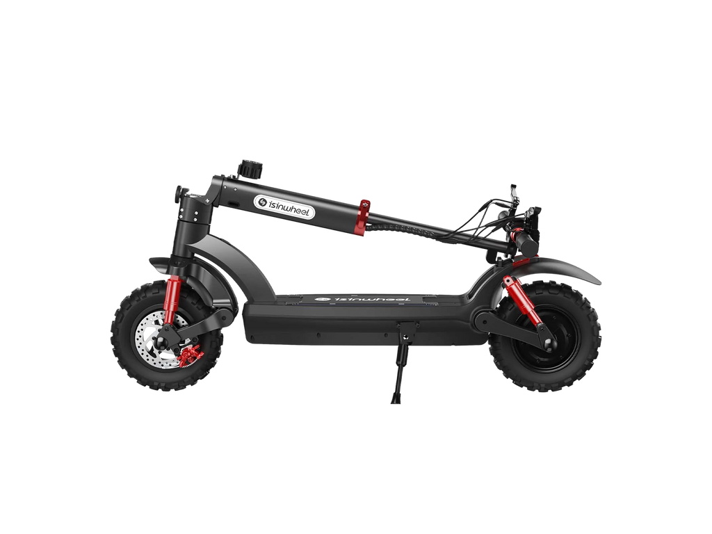 iSinwheel GT2 folded flat, showing the folded stem and handlebars