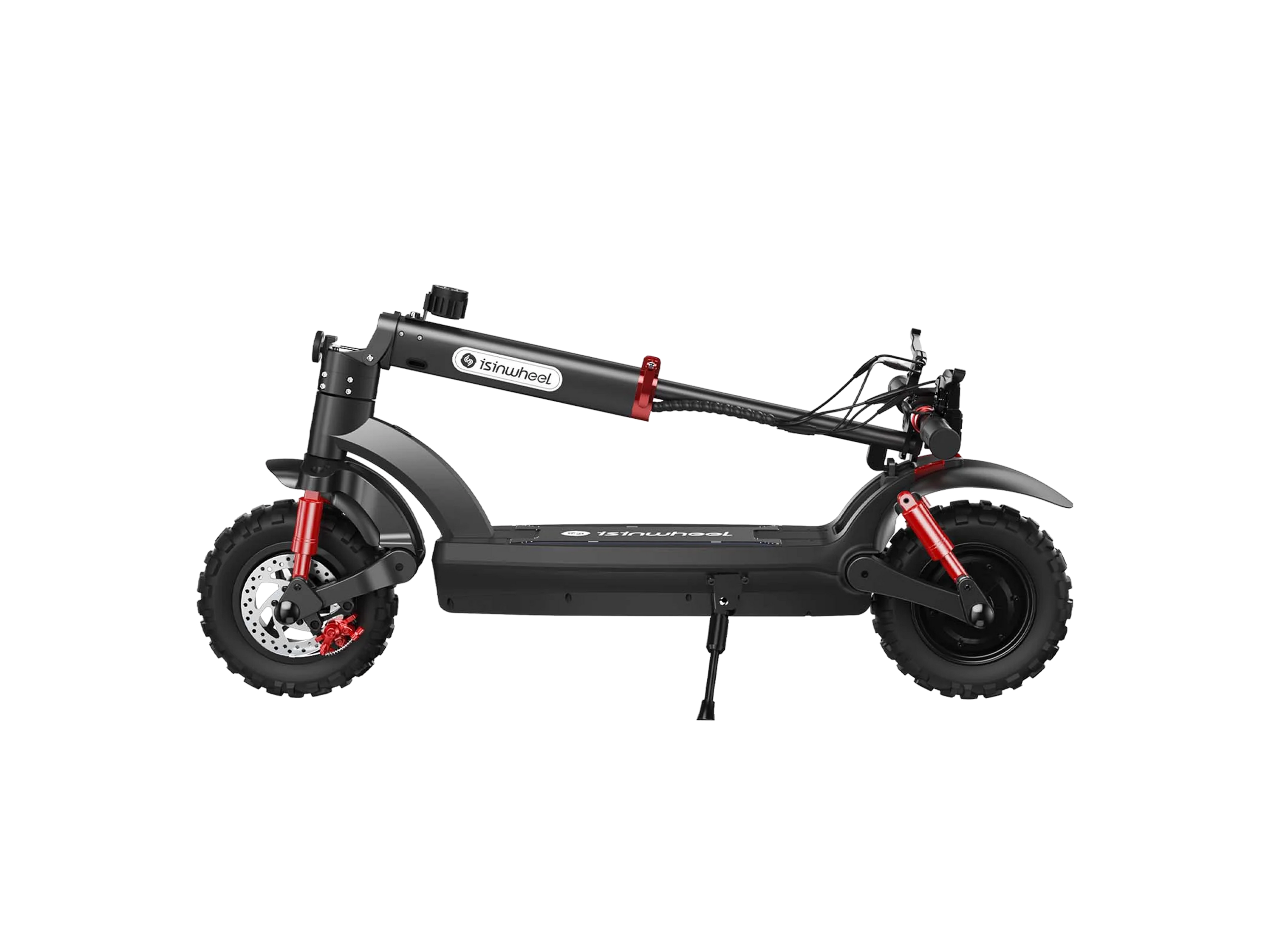 iSinwheel GT2 folded flat, showing the folded stem and handlebars
